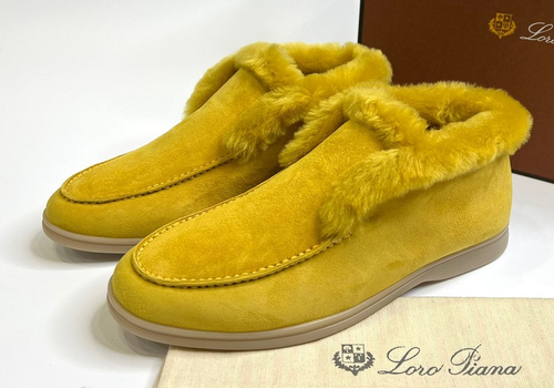 Зимние ботинки Loro Piana Open Walk желтые с мехом