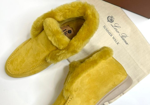 Зимние ботинки Loro Piana Open Walk желтые с мехом