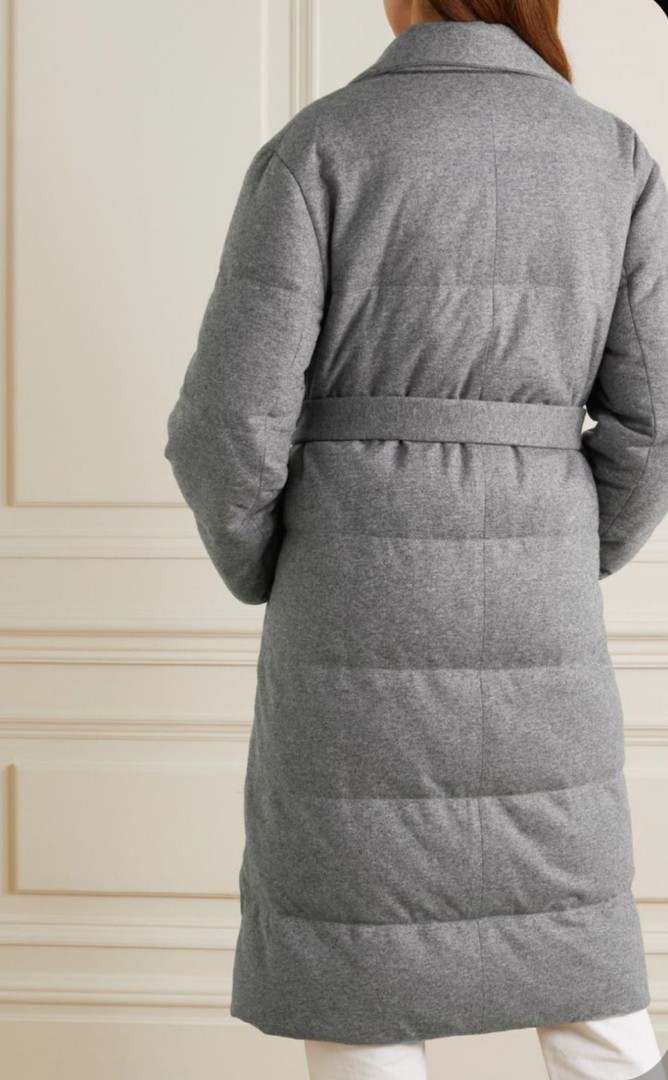 Женское серое пуховое пальто Brunello Cucinelli