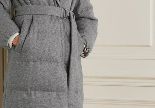 Женское серое пуховое пальто Brunello Cucinelli