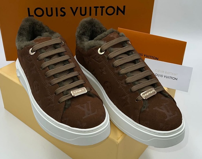 Зимние замшевые коричневые кроссовки Louis Vuitton Time Out