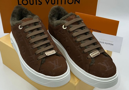 Зимние замшевые коричневые кроссовки Louis Vuitton Time Out