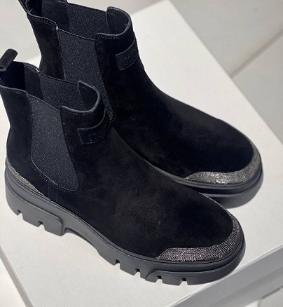 Женские черные замшевые ботинки Brunello Cucinelli