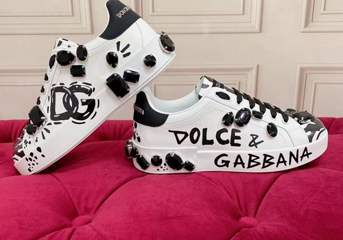 Женские белые с черным кроссовки Dolce&Gabbana