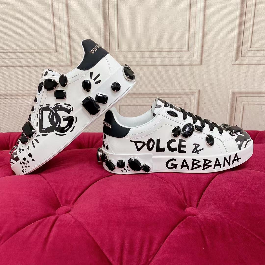 Женские белые с черным кроссовки Dolce&Gabbana