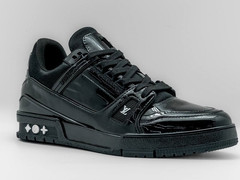 Мужские лаковые черные кроссовки Louis Vuitton Trainer