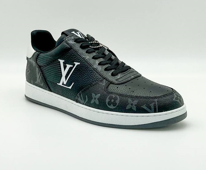 Мужские черные кожаные кроссовки Louis Vuitton Rivoli