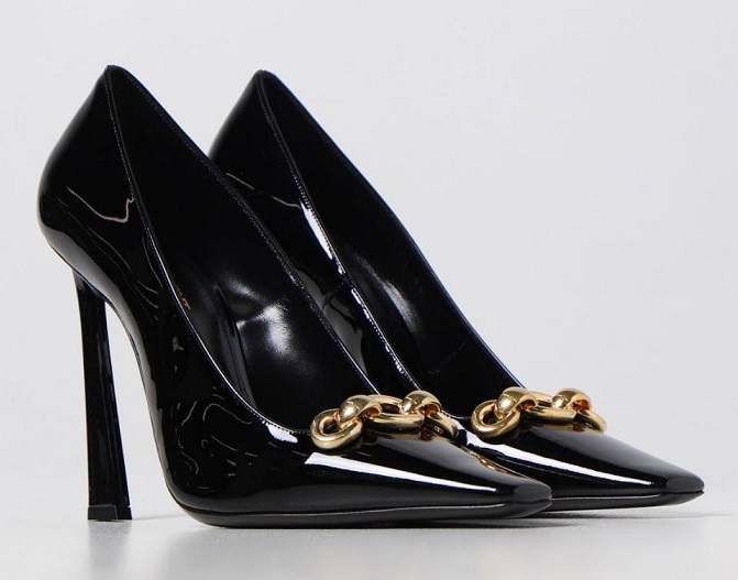 Женские кожаные черные туфли Saint Laurent