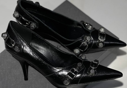 Женские кожаные туфли Gucci Balenciaga черные