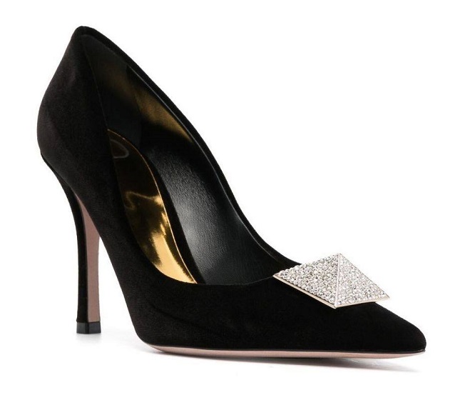 Замшевые черные женские туфли Valentino Garavani