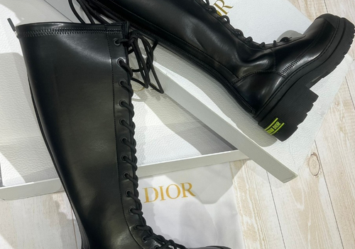 Женские кожаные черные ботинки Christian Dior