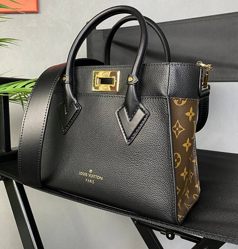 Кожаная сумка Louis Vuitton On My Side ММ черная с коричневым