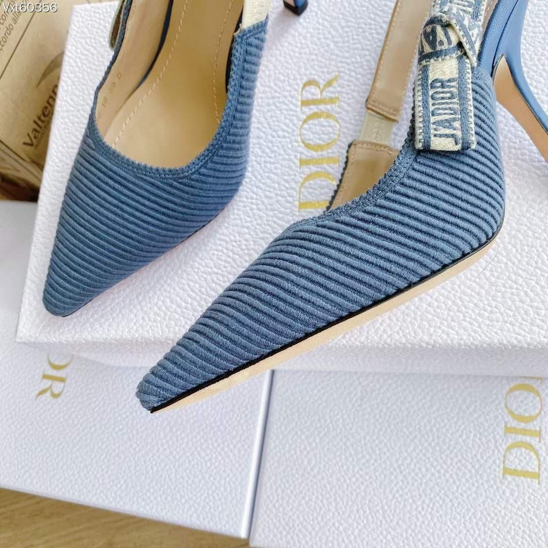 Босоножки голубые Christian Dior текстиль
