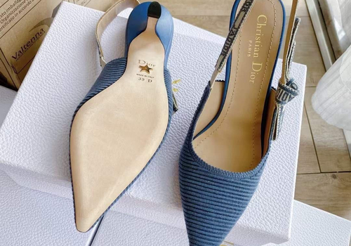 Босоножки голубые Christian Dior текстиль