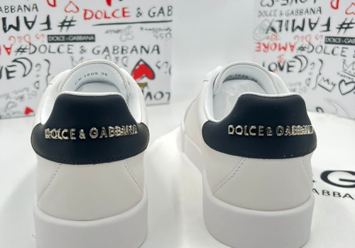 Женские белые кожаные кроссовки Dolce&Gabbana