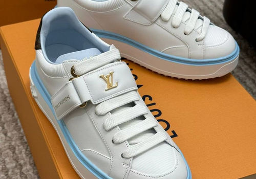 Кожаные белые кроссовки Louis Vuitton Time Out с липучкой