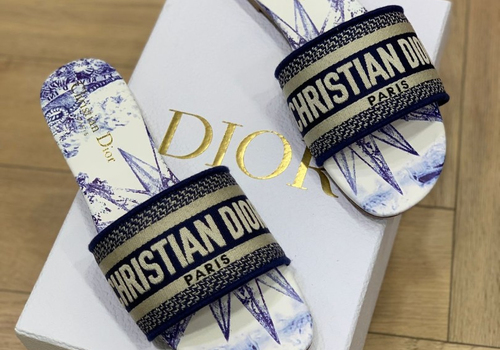 Женские синие шлепки Christian Dior