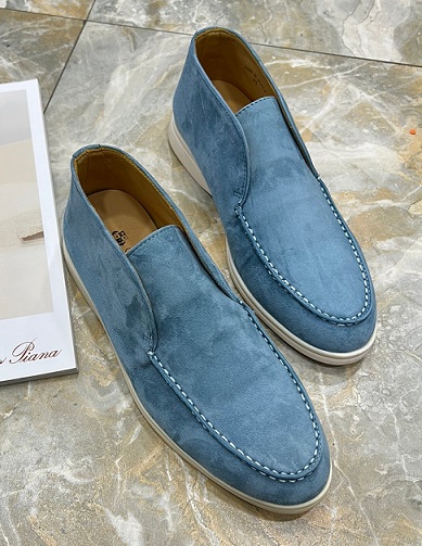 Женские голубые замшевые ботинки Loro Piana