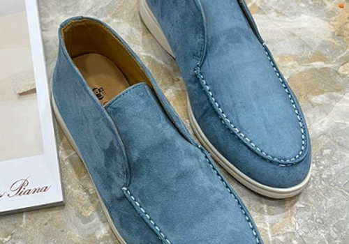 Женские голубые замшевые ботинки Loro Piana