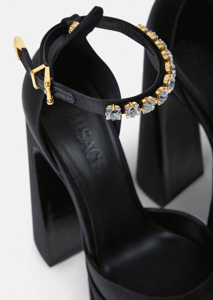Женские туфли из текстиля Versace черные