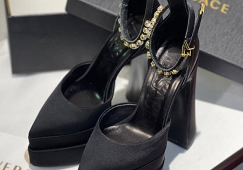 Женские туфли из текстиля Versace черные