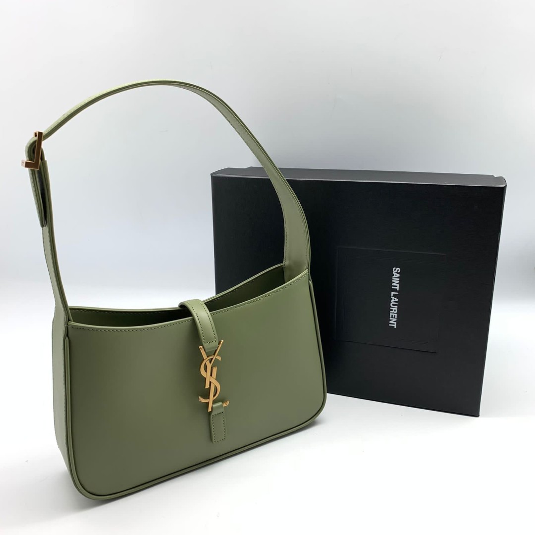 Кожаная оливковая сумка Yves Saint Laurent Le 5 a 7