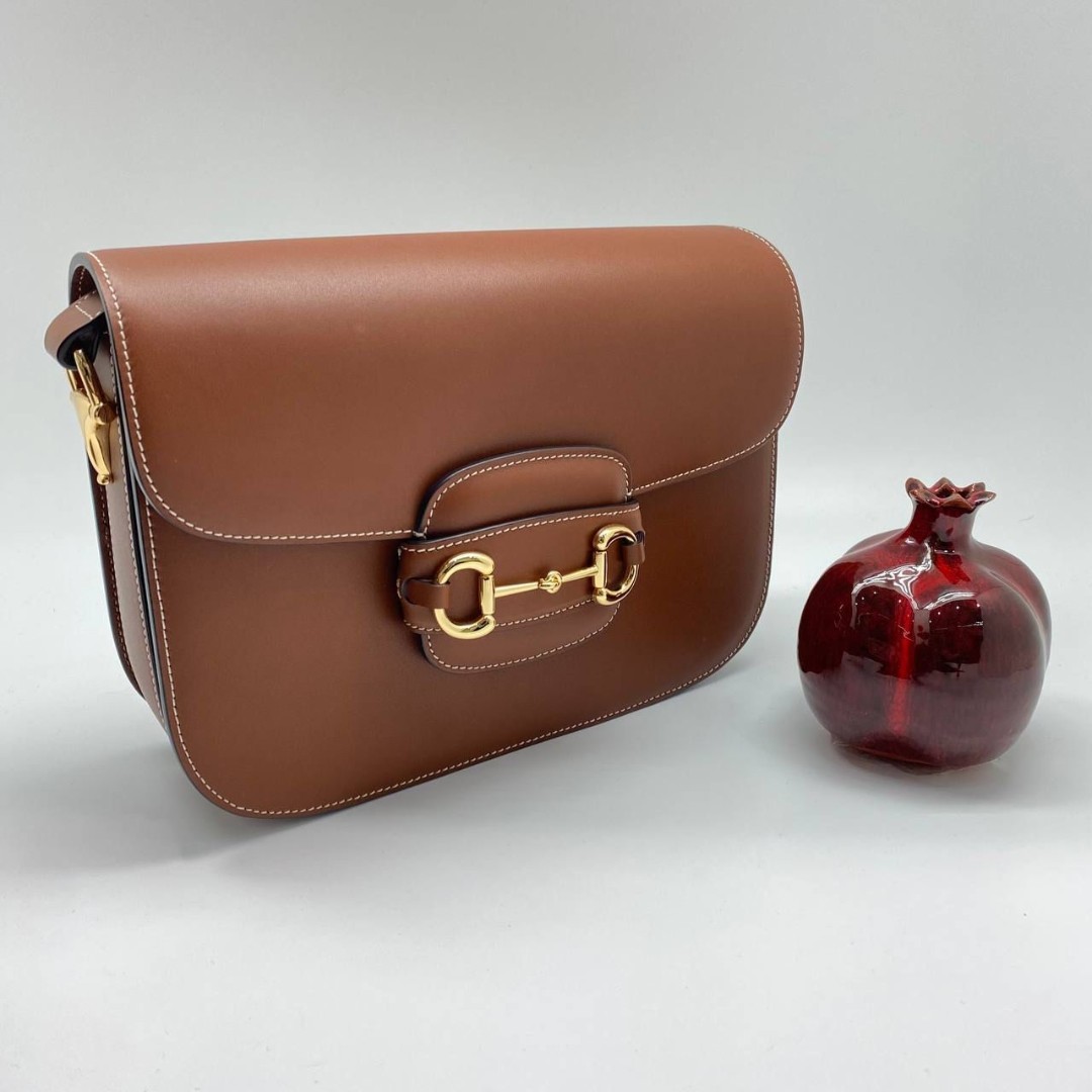 Женская сумка Gucci 1955 Horsebit коричневая