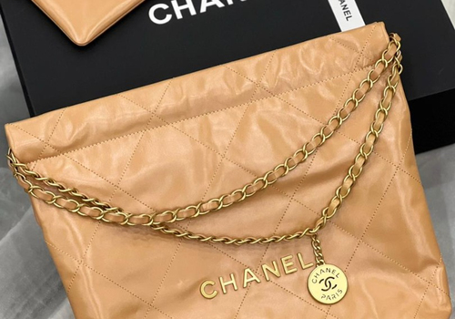 Женская кожаная бежевая сумка Chanel 22