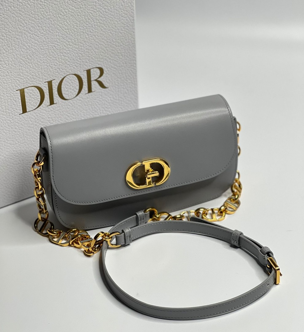 Женская кожаная сумка Christian Dior 30 Montaigne Avenue серая