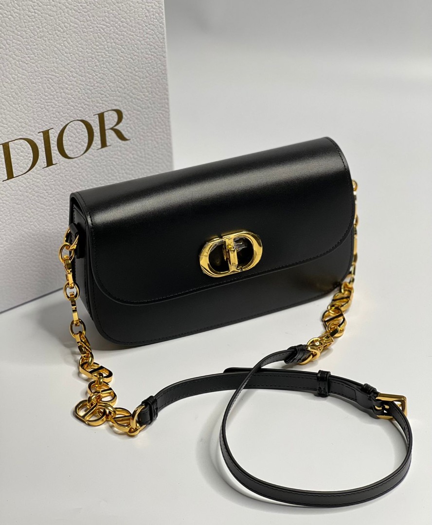Женская кожаная сумка Christian Dior 30 Montaigne Avenue черная