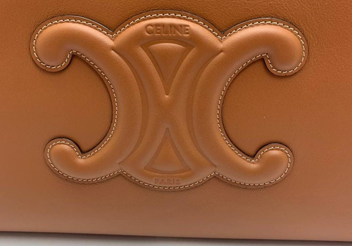 Женская коричневая кожаная сумка Celine Cabas Drawstring Cuir Triomphe