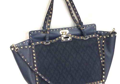 Женская кожаная сумка Valentino Garavani Rockstud синяя