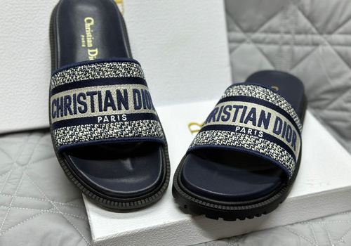 Женские синие шлепанцы Christian Dior