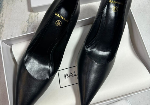 Женские туфли Balmain черные на высоком каблуке