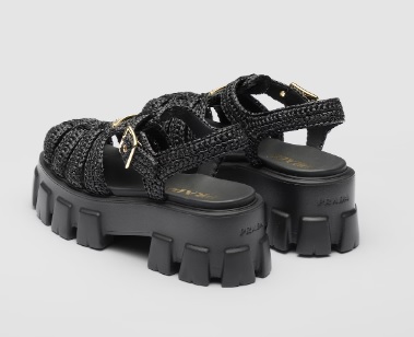 Черные сандалии из текстиля Prada на толстой подошве
