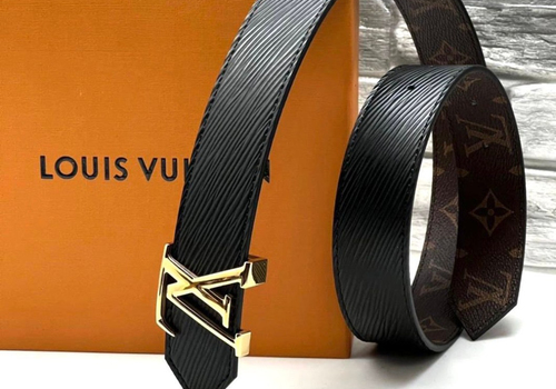 Двусторонний черно-коричневый женский ремень Louis Vuitton
