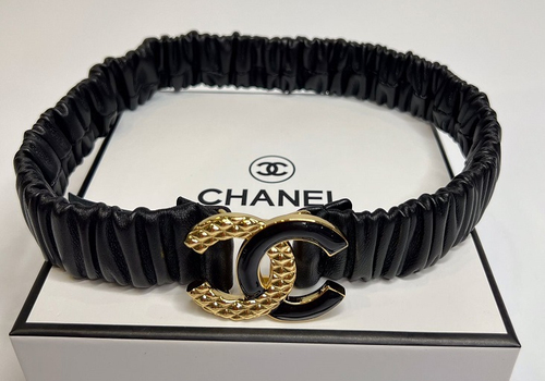 Женский черный кожаный пояс Chanel