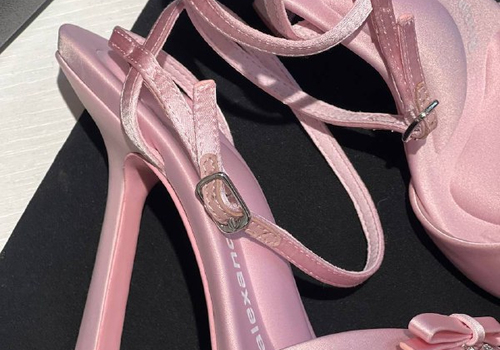 Розовые босоножки из текстиля Alexander Wang на высоком каблуке
