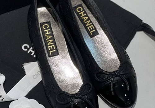 Черные кожаные балетки Chanel