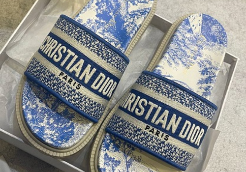 Женские голубые шлепки Christian Dior