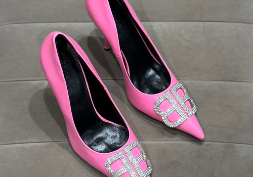 Женские кожаные розовые туфли Balenciaga