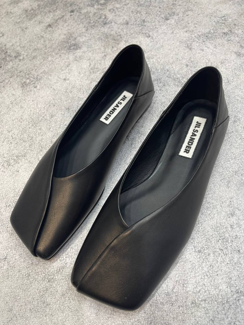 Черные кожаные балетки Jil Sander