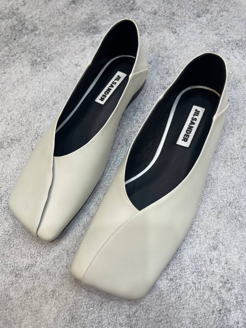 Белые кожаные балетки Jil Sander