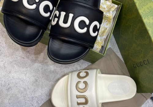 Черные кожаные шлепки Gucci