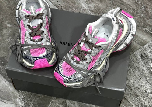 Женские кроссовки Balenciaga 3XL серебристые с розовым