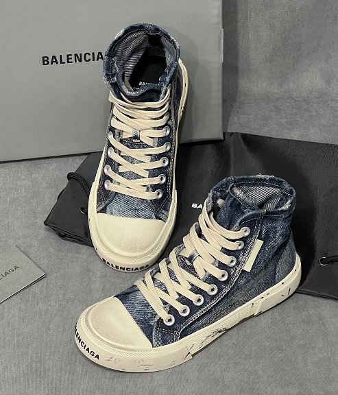 Женские джинсовые кеды Balenciaga Paris голубые