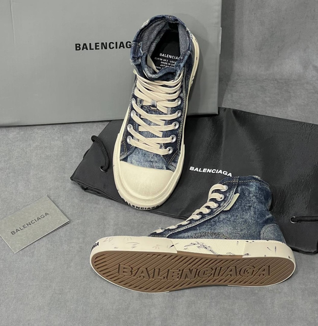 Женские джинсовые кеды Balenciaga Paris голубые