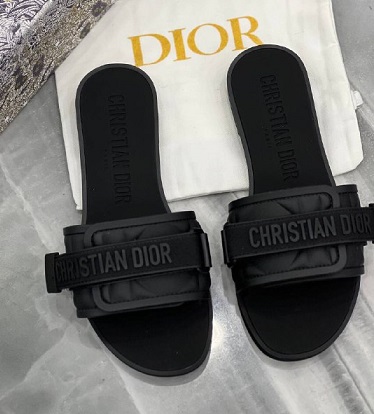 Женские черные шлепки Christian Dior текстиль