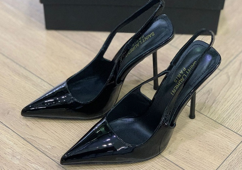 Кожаные черные босоножки Saint Laurent Slingback