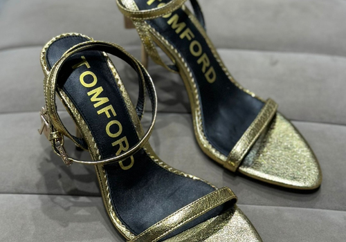 Кожаные босоножки Tom Ford золотые